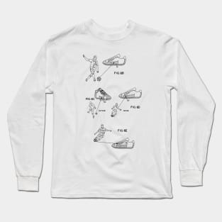 Soccer Training Shoe Vintage Patent Hand Drawing Long Sleeve T-Shirt